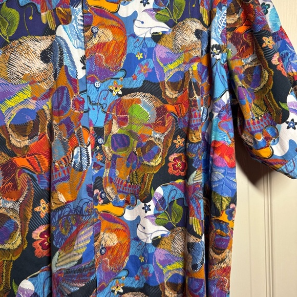 Robert Graham Cantle Skull Short Sleeve Sport Shirt Size 1XLT - Picture 2 of 8